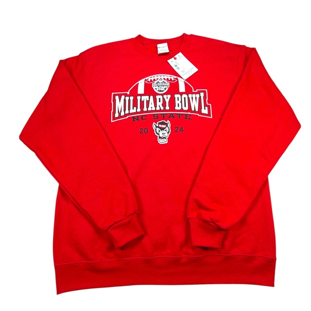 NWT Champion NC State Wolfpack Military Bowl 2024 Sweatshirt Mens L Red NCAA